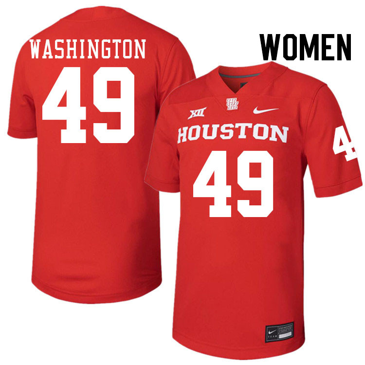 Women #49 Darius Washington Houston Cougars College Football Jerseys Stitched-Red